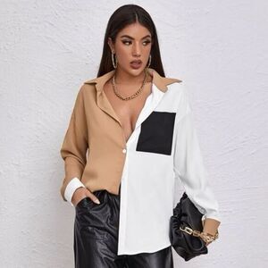 Frenchy Drop Shoulder Cut and Sew Shirt